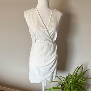 Mango White Mini Faux Wrap Dress SZ 2 bridal bachelorette shower engagement GUC